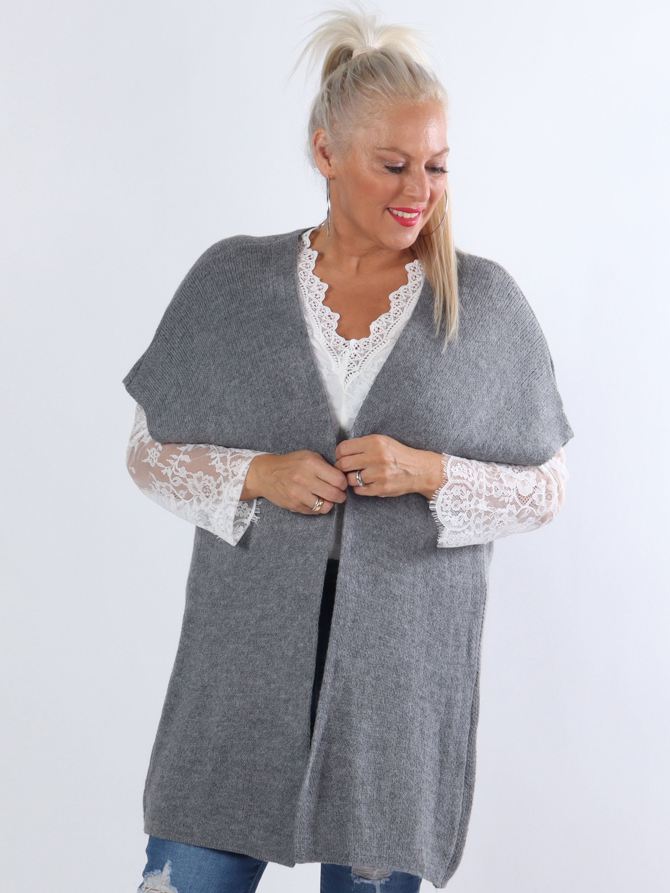 Tilly Plain - Plus size strik cardigan uden ærmer